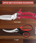 Heavy Duty Poultry Shears And Kitchen Scissors Two Pack For Chicken Turkey Meat And Herbs Vegetables With Serrated Edge