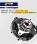 Front Wheel Bearing And Hub Assembly 515046 Fit For 2004 2005 Ford F150 Heritage Front 4WD With 6 Lug Bolts And ABS Reliable Replacement Part