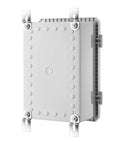 IP67 Waterproof Junction Box Enclosure For Electrical Projects with hinged grey cover and wall bracket, 11.4x7.5x5.5 inches