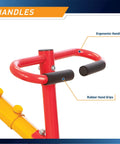 Close-up of ergonomic handles and rubber hand grips on Spinning Teeter Totter Playground Set For Kids 360 Degree Rotation Teeter Totter.