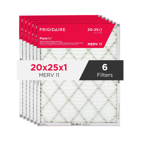 6-pack PureAir MERV 11 pleated air filters for HVAC and furnace replacement, electrostatic shield, captures allergens, 19.81x24.81x0.81 in.
