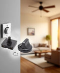 Wall-mounted four position three speed ceiling fan rotary switch with button off control in a living room setting.