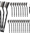 20 Piece Mini Stainless Steel Wire Brush Set With Two Cleaning Scrapers For Detail Work Masonry Rust Paint And Grime Removal