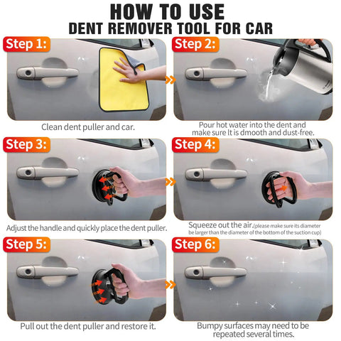 Dent Puller Kit With Suction Cup For Cars Large 4.6 Inch Dent Remover Plus Two Small 2.1 Inch Pullers Microfiber Cloth All In One Auto Dents Repair Tools Bundle Easy DIY Fix, car door dent repair steps