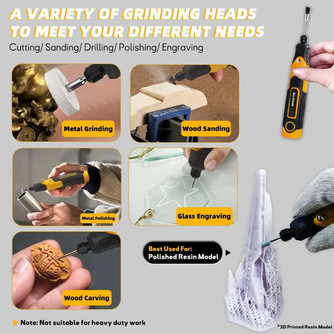 All In One Resin Sanding And Polishing Kit For 3D Printed Models Cordless Electric Rotary Sander with various grinding heads