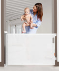 Retractable Baby Gate For Stairs And Doorways, Extends Up To 51 Inches, Kid And Pup Safe Mesh Barrier With Auto Close, Indoor Outdoor Use, Easy Install, White