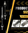 Front CV Axle Shaft Pair For Nissan Altima 2013 2014 2015 2016 2017 2018 2.5L L4 Only Fits Driver And Passenger Side OE Replacement NCV53018 NCV53023 Kit, 38.82 in