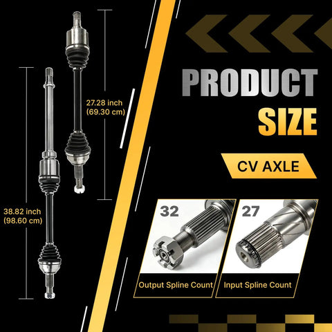 Front CV Axle Shaft Pair For Nissan Altima 2013 2014 2015 2016 2017 2018 2.5L L4 Only Fits Driver And Passenger Side OE Replacement NCV53018 NCV53023 Kit, 38.82 in