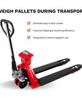 Pallet Jack With Built In Digital Scale 4400 Lb Capacity 27 Inch By 48 Inch Forks Manual Pallet Truck For Warehouse And Retail Move And Weigh In One Step