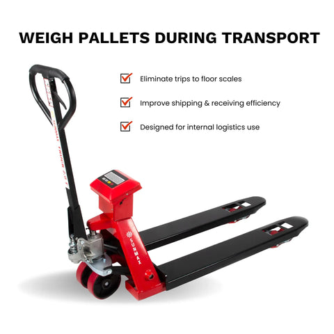 Pallet Jack With Built In Digital Scale 4400 Lb Capacity 27 Inch By 48 Inch Forks Manual Pallet Truck For Warehouse And Retail Move And Weigh In One Step