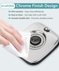 Front Brake Master Cylinder Cover And Fluid Reservoir Cap For Harley Davidson Dyna Softail Touring Electra Glide Street Glide Road King Tri Glide 2005 2018 Chrome being wiped clean with a cloth.