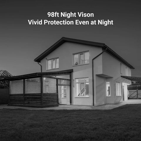 House exterior at night under surveillance from Dual Lens 1080P Outdoor Security Camera With Color Night Vision, Active Light And Siren Alarm.