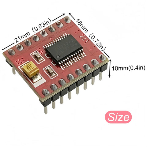 Dual TB6612FNG Motor Driver Module For Arduino Raspberry Pi ESP32 Solder Pin Version 2 Channel DC Motor And Stepper Motor Controller Board H Bridge Driver For Small Robots And DIY Projects. Side view of module with dimensions.