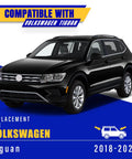 Image showing a black Volkswagen Tiguan SUV compatible for 2018-2025 models, as illustrated for Volkswagen Tiguan Windshield Wiper Blades 3-Pack OEM Replacement Front Wipers 25, 22, 15 Inches For 2018-2025 Tiguan Top Lock Quiet Long-Lasting Performance Easy Install.