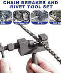 Heavy Duty Chain Breaker And Rivet Tool Set 19 Piece Chain Link Cutter Kit for motorcycles, bikes, ATVs, UTVs with chain.