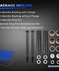 TXT PDS Front King Pin Tube Bushing Repair Kit for Gas or Electric Golf Carts, includes bushings, bolts, and washers