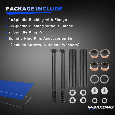 TXT PDS Front King Pin Tube Bushing Repair Kit for Gas or Electric Golf Carts, includes bushings, bolts, and washers