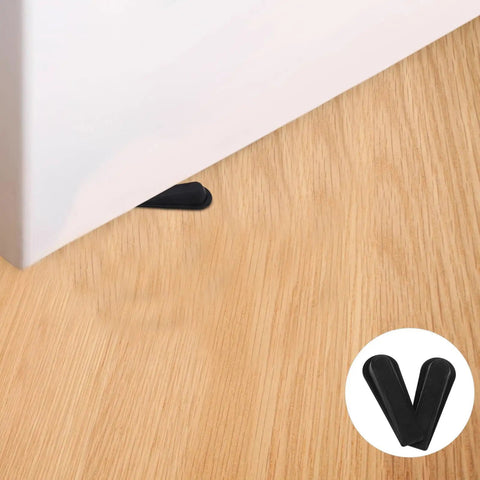 2Pcs Black Rubber Door Stopper Wedge With Antislip Surface For Bedroom Or Office Use Easy Toolless Installation under door
