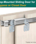 Sliding Closet Door Roller Kit For Top Hung Bypass Doors With 7/8 Inch Convex Wheels, Stamped Steel Rollers, installed on wood door