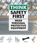 Think Safety First Signs 2 Pack, 14 by 10 Inches, Rust Free Aluminum With UV Protective Finish, Durable Workplace Safety Signs for Offices, Hallways, and Common Areas