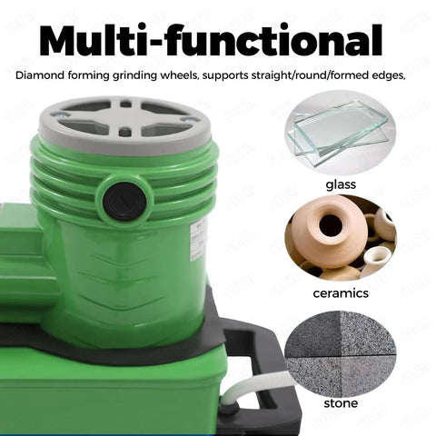 Heavy Duty Handheld Glass Edge Polisher With Ten Grinding Wheels And 8000 RPM, showing multi-functional design for various materials.