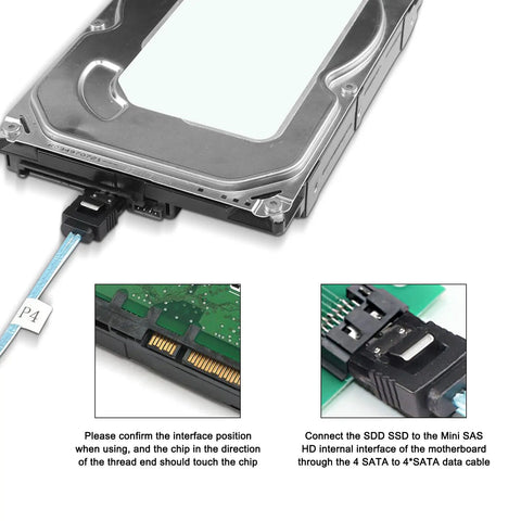 Slimline SAS 4.0 SFF8654 4i 38 Pin Host To SATA 7 Pin Cable For Internal Drives Ideal For Servers And PCs Fast Data Transmission X4 Target Connector 0.5M Length connecting SATA drive to SAS port