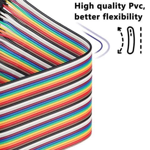 Jumper Wire Kit For Arduino DIY 30 Cm Long 120-Piece Multicolor Dupont Ribbon Cables, flexible PVC material close-up