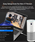 No Cap Portable All In One Conference Webcam Delivers Crisp 1080P HD Video With Integrated Noise Canceling Mic And Sharp Speaker in a modern workspace setup.