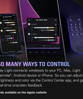 Close-up of control interface for Boss Level Studio Light For Streaming And Recording With Desk Clamp WiFi App Control 2800 Lumens.