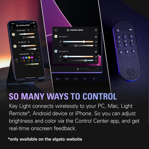 Close-up of control interface for Boss Level Studio Light For Streaming And Recording With Desk Clamp WiFi App Control 2800 Lumens.