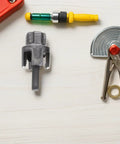 Close-up of an ABOOFAN 3 Pc Pipe Threader Tool Kit part, showcasing heavy-duty steel pipe thread cutter for plumbing work.