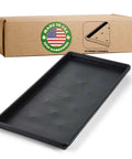 1020 Universal Bottom Tray 1 Pack Heavy Duty Seed Starting Base for Indoor Gardening next to packaging box