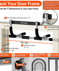 Image showing dimensions for installing Super Heavy Duty Doorway Pull Up Bar Beast with measurements for door frame fit.