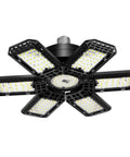 Crazy Bright 200W Garage Light With Six Deformable Panels And Central LED 20000 Lumens At 6500K Daylight E26 E27 Socket