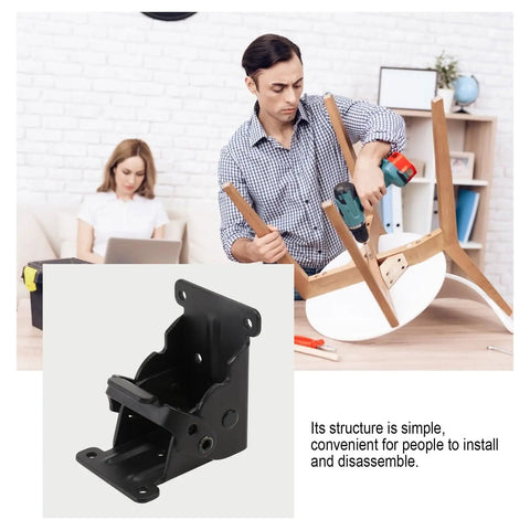 Heavy Duty Black Iron Folding Table Leg Hinges With Spring Two Pack For Tea Tables Easy Install And Durable Support Fine Craftsmanship Foldable Furniture Hinge Accessory shown with installation example