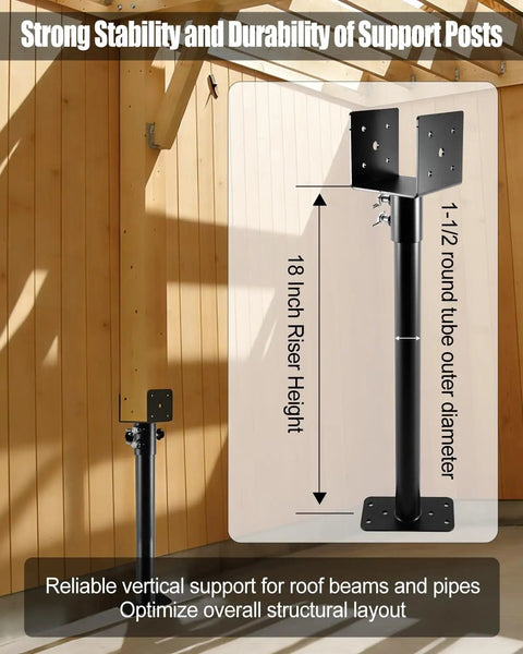 Three Pack 3.6 Inch Pergola Roof Riser Brackets Saddle Style For Patio Pergola 18 Inch High Black Finish Weather Resistant