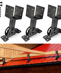 Beefy Heavy Duty Roof Riser Brackets Kit Three Piece, Adjustable Angle Pergola Brackets Black Powder Coated on red roof installation