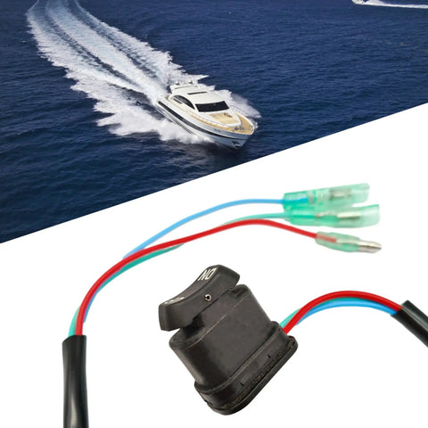 Mercury Mariner Outboard Trim And Tilt Switch Replacement 87 18286A43 87 18286A26, close-up of switch with wiring against boat photo