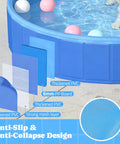 Foldable Dog Pool With Sprinkler And RGB LED Light 72 Inch Collapsible Hard Plastic Bathing Pool For Small And Large Dogs Cats And Kids
