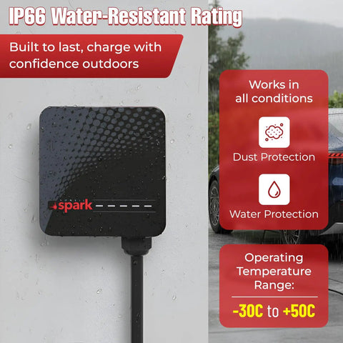 Level 2 EV Charger 11.5 kW 48A Hardwired Home Charging Station With Smart WiFi App Control in outdoor setting