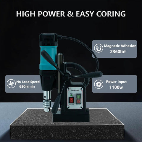 Zinnore Portable Magnetic Drill Press Boasts 2360 Lbf Hold Force And 700 Rpm Speed For Heavy Duty Steel Fabrication Projects, showcasing magnetic adhesion.