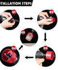 13-piece bi-metal hole saw kit with drill bits; installation steps diagram showing red hole saws