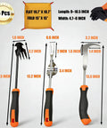 All In One 5 Pack Weed Puller Tool Set With Stainless Steel V Shaped Digger, 4 Tine Cultivator, Crack Weeder, Gloves, Mat