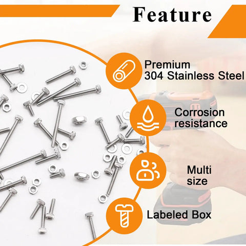 Dope 1050 Piece 304 Stainless Steel Knurled Socket Head Cap Screws Hardware Kit With Nuts And Washers In Clear Storage Box