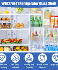 Glass Refrigerator Shelf 18 Inch Wide 17.45 Deep 1.57 Tall Replacement Part For Standard Freezers And Fridges Heavy Duty