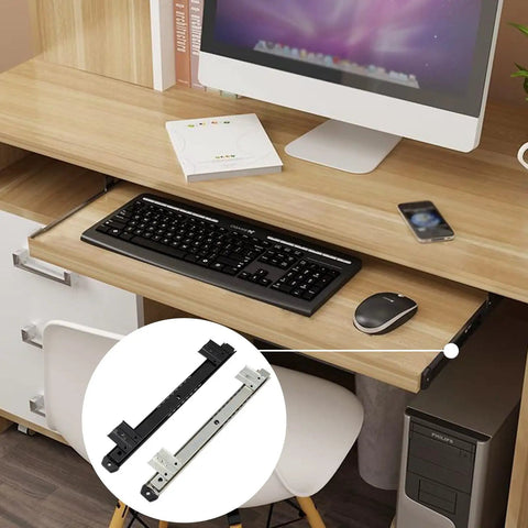 Heavy Duty 14 Drawer Runners Steel Keyboard Tray Slides Ball Bearings Smooth Silent Operation Under Desk Adds Rust Proof Material Service Life Boosts Efficiency Level Up Your Workspace Vibe, under desk keyboard tray