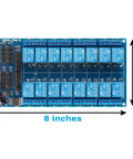 Sixteen Channel 12 Volt Relay Module Board For Arduino And Microcontrollers, 8-inch PCB with 16 relays