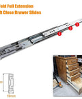 Beefy Soft Close Drawer Slides Pair, 30 Inch Heavy Duty Rails, 2mm Thick Metal, 53mm Wide shown with cabinet installation