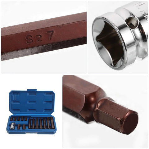 Top Tier ULTECHNOVO Socket Adapter Set 1/2 Inch H4-h12 15 Piece Alloy Driver Kit With Sturdy Plastic Case, S27 socket and blue case