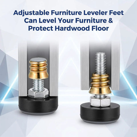 Adjustable Furniture Feet With One Quarter Inch Thread, Screw-In Leveling Feet For Tables And Chairs, Heavy-Duty Steel Support